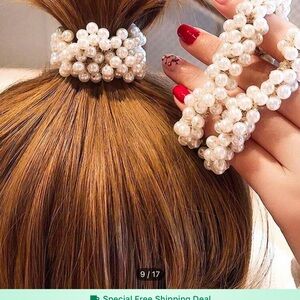 New of 3-Pearl Hair Ring and 1- 1pc White Pearl Elegant Headband, For Daily Wear